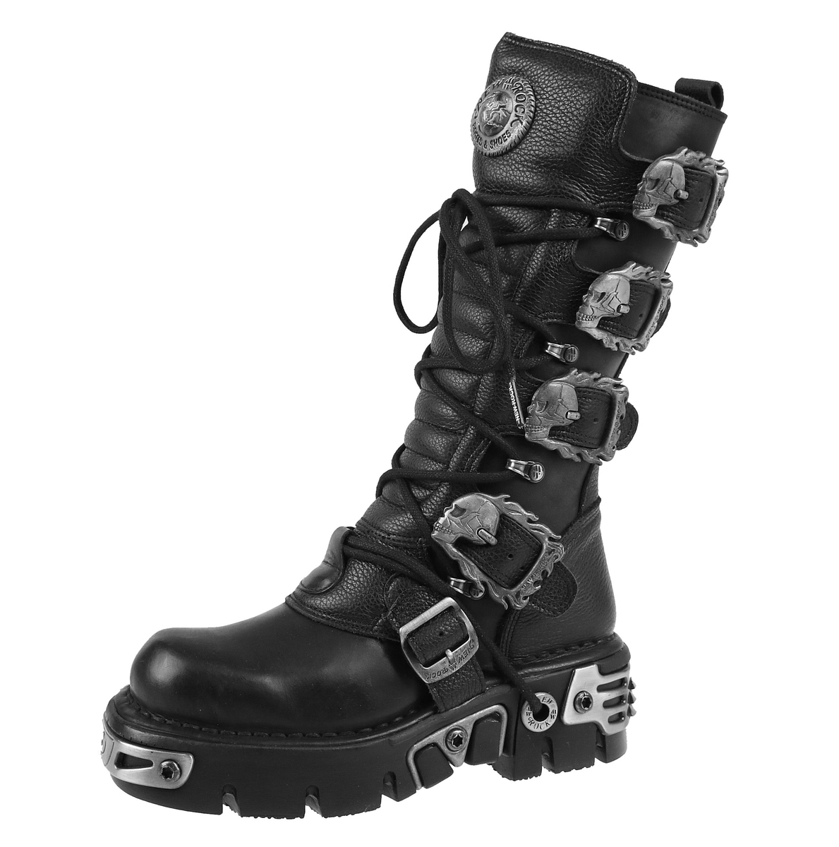 Lederschuhe Frauen - 5-Buckle Boots (402-S1) Black - NEW ROCK - M.402-S1 36