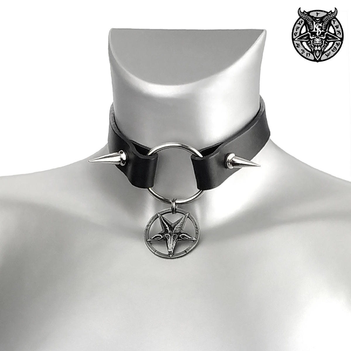 LEATHER AND STEEL FASHION- Halsband-  BAPHOMET  SPIKES